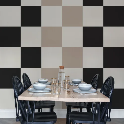 Neutral Checkerboard Geometric Wall Art Mural