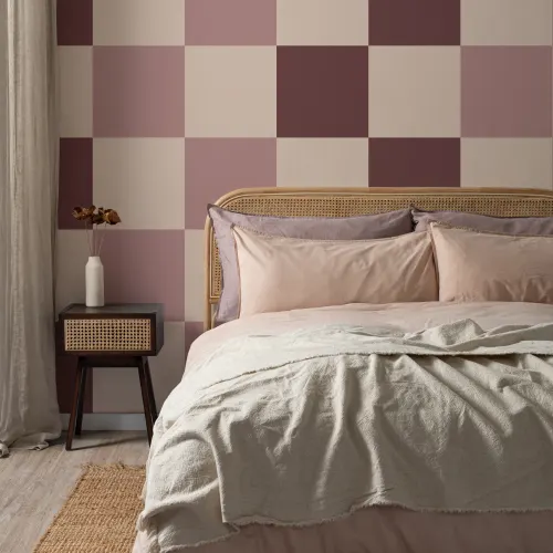 Pink Checkerboard Pattern Retro Wall Mural for Fun Vibes