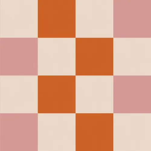 Mural retro aos quadrados em rosa e laranja