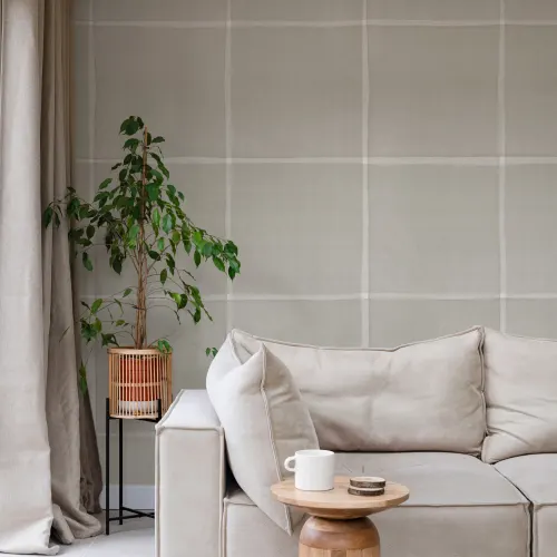 Beige karierte minimalistische Fototapete, die Ihren Raum aufwertet