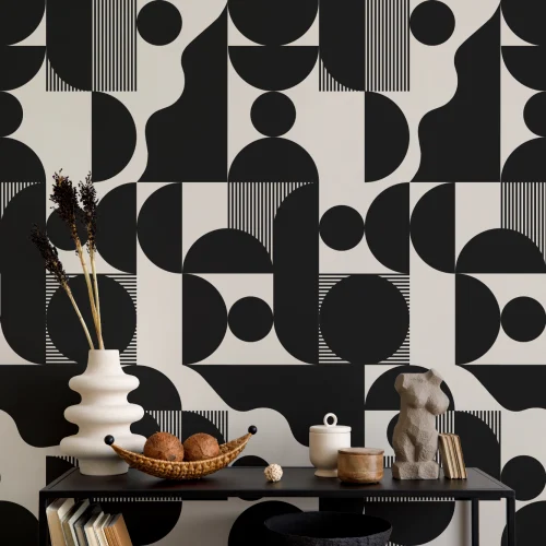 Papier peint noir à formes géométriques modernes