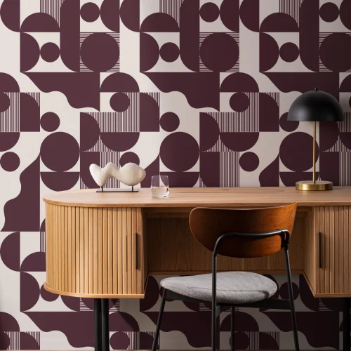 Papel pintado de Formas geométricas modernas en burdeos