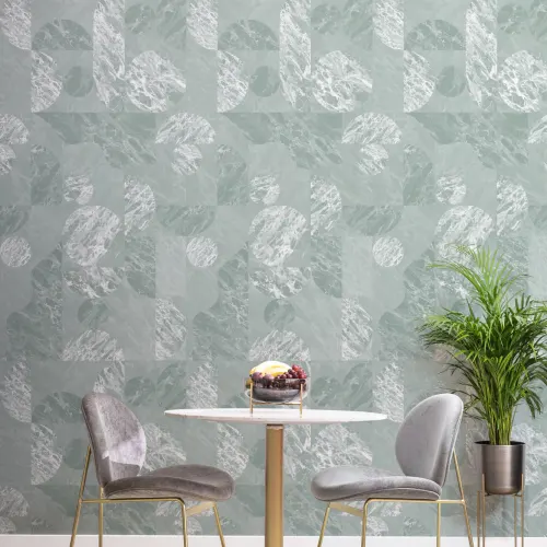 Green Modern Geometric Marble Shapes Wallpaper