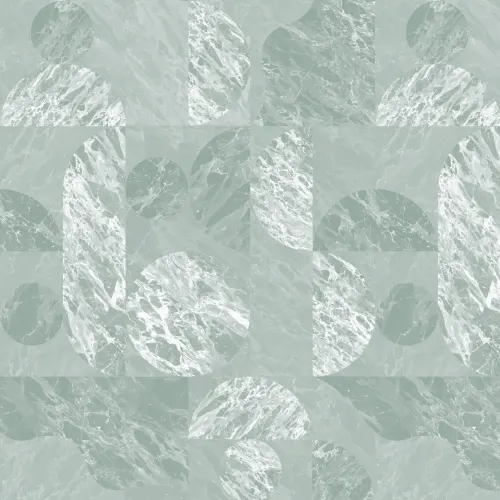Green Modern Geometric Marble Shapes Wallpaper