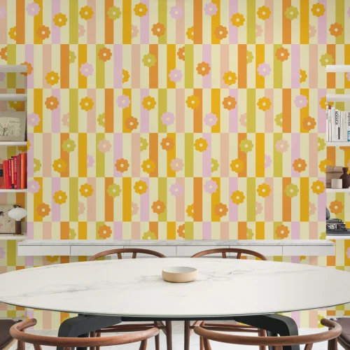 Elizabeth Olwen Flower Shift Orange Mural-tapeter