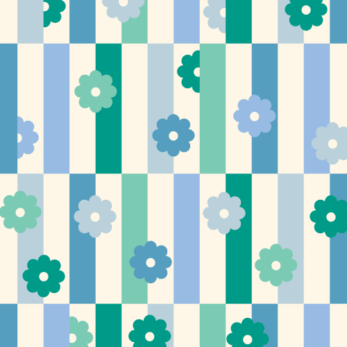 Elizabeth Olwen Flower Shift Blue Mural-tapeter