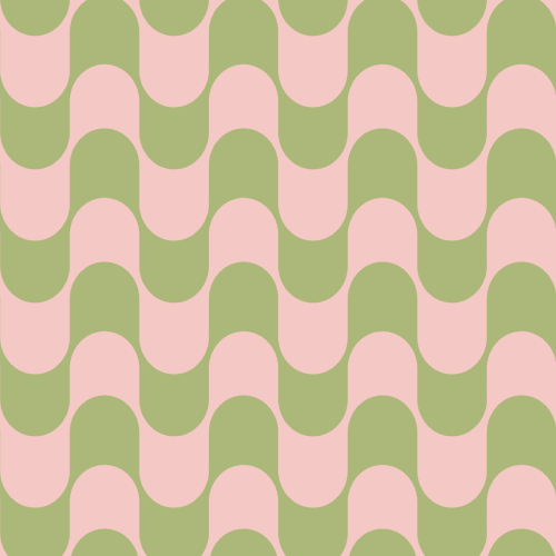 Papel pintado de rayas onduladas retro rosa y verde