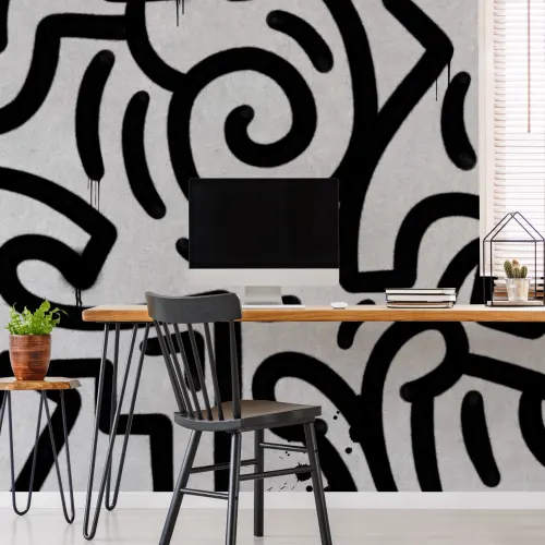 Zwart & Grijs Graffiti Beton Effect Behang Muurschildering