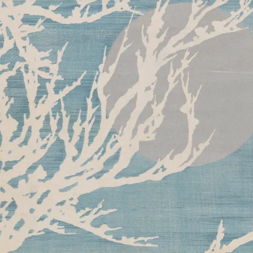 Blå japansk minimalistisk naturkunst fototapet