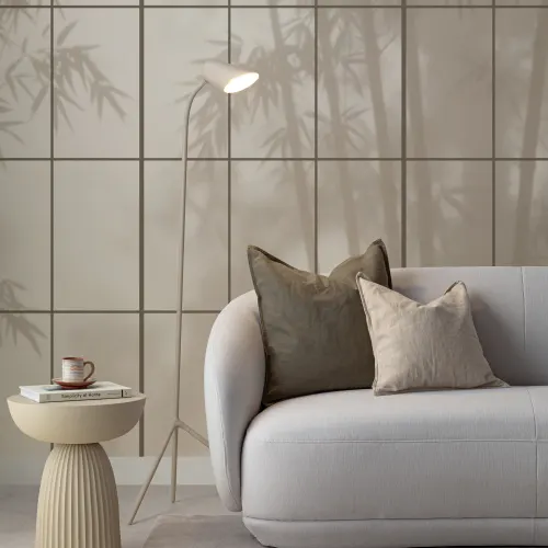 Beige Japanese Shoji Style Light Bamboo Wall Mural