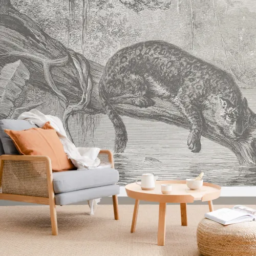 O Mural de Papel de Parede do Explorador Vintage do Rio Lazy