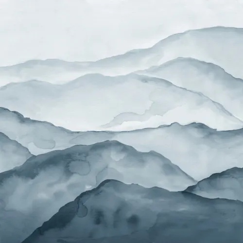 Papier Peint Panoramique Montagne Paisible Bleue