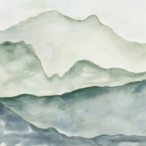 Mural de papel de parede da paisagem montanhosa azul e verde