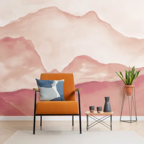 Mural Papel Pintado Paisaje de Montaña Naranja
