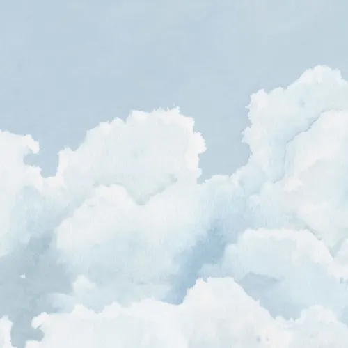 Light Blue Cloudy Sky Watercolor Wallpaper Mural