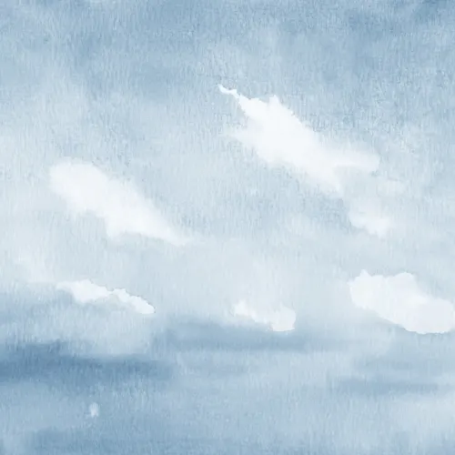 Blauwe aquarel wolk & lucht muurschildering