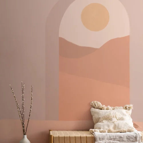 Arhitectură neutră și peisaj deșert Wallpaper Mural