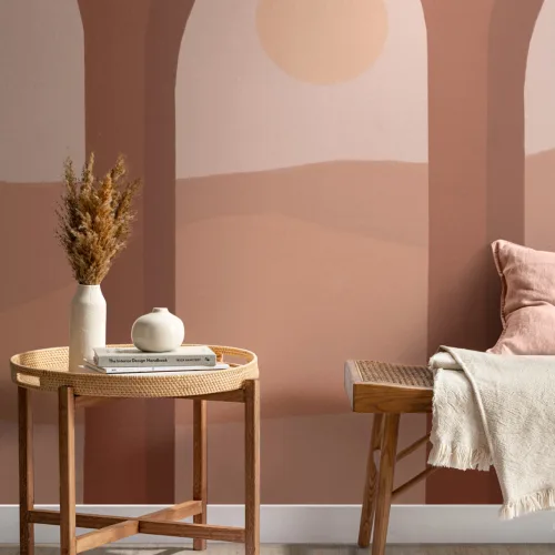 Terracotta Arches & Desert Landscape Modern Wallpaper Mural