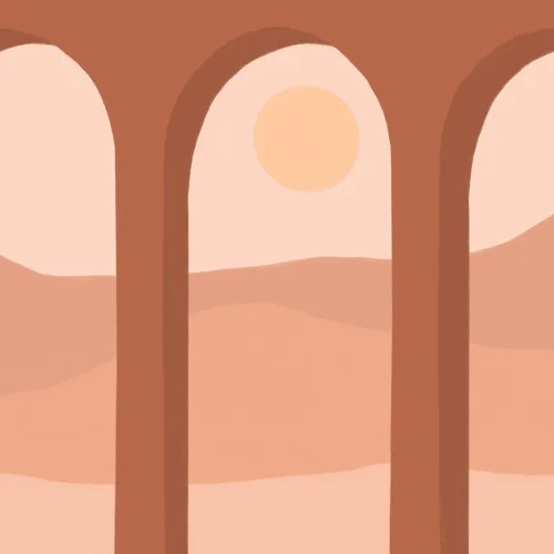Terracotta Arches & Desert Landscape Modern Wallpaper Mural