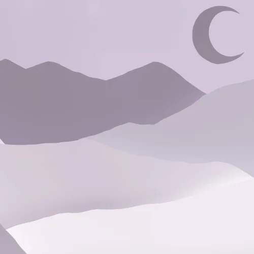 Carta da Parati Paesaggio Naturale in Toni Viola con Montagne e Luna