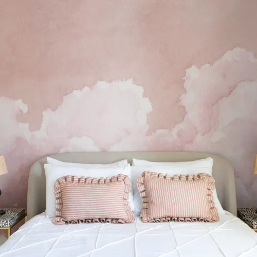 Pink Watercolor Clouds Wallpaper Mural