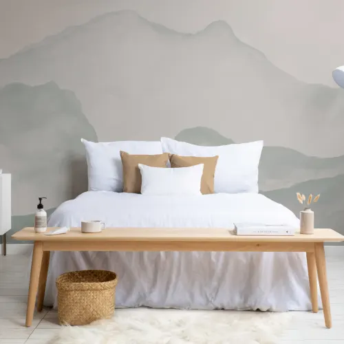 Sage Green Watercolor Mountain Wallpaper Mural