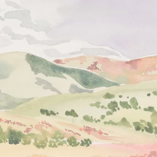 Aquarel Hills Landschap Muurschildering