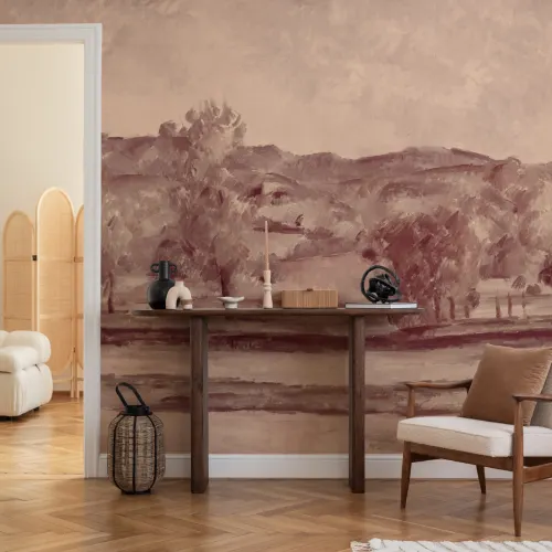 Autumn Landscape Wall Mural in Soft Dusk Tones