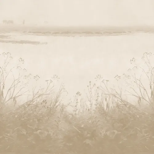 Mural de parede Riverbank Grassland em tons neutros quentes