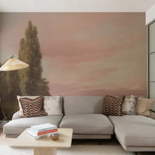 Waters Edge Sunset Vintage Landscape Wall Mural by Christen Købke