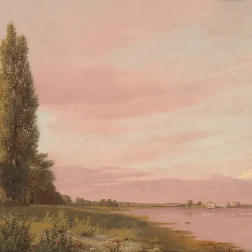 Waters Edge Sunset Vintage Landscape Wall Mural by Christen Købke