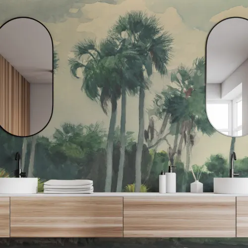 Chusan Classic Acuarela Palm Mural de Winslow Homer