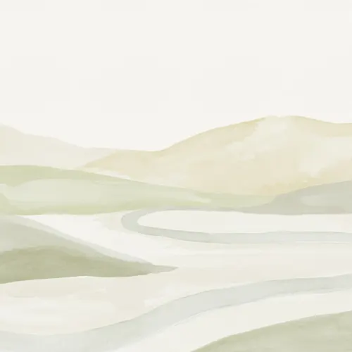 Papel pintado Acuarela verde Paisaje del valle