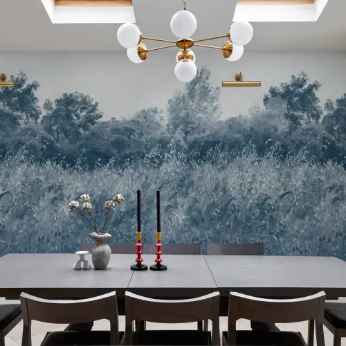 Blue Summer Meadow Oil Painting Mural