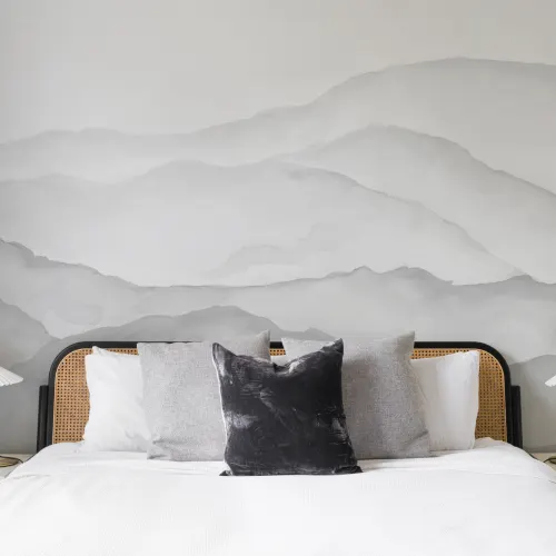 Light Gray Watercolor Mountain Mural