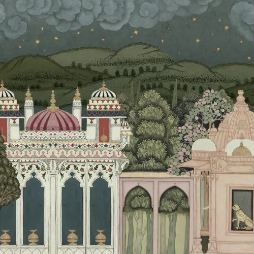 Dark Temple Valley Landscape Mural