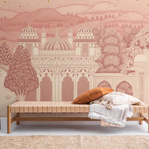 Pink Temple Valley Landscape Mural