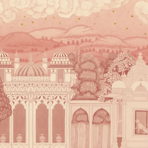 Pink Temple Valley Landscape Mural