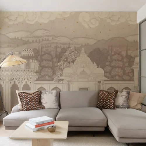 Neutral Temple Valley Landscape Mural