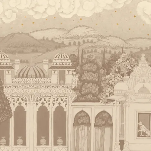 Neutral Temple Valley Landscape Mural