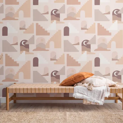 Neutral Desert Architecture Pattern Wallpaper Mural