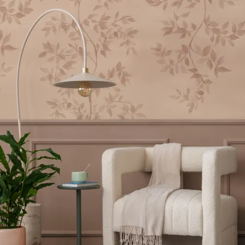 Pink Botanical Vintage Style Nature Inspired Mural