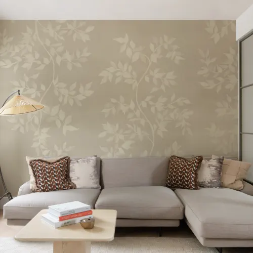 Beige Botanical Elegance Wall Mural For Tranquil Spaces