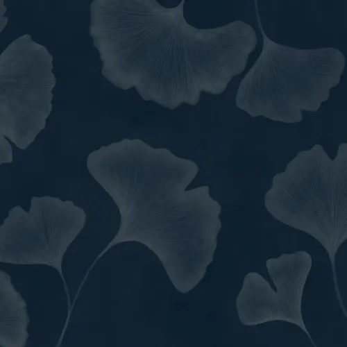 Navy Ginkgo Leaf Mural