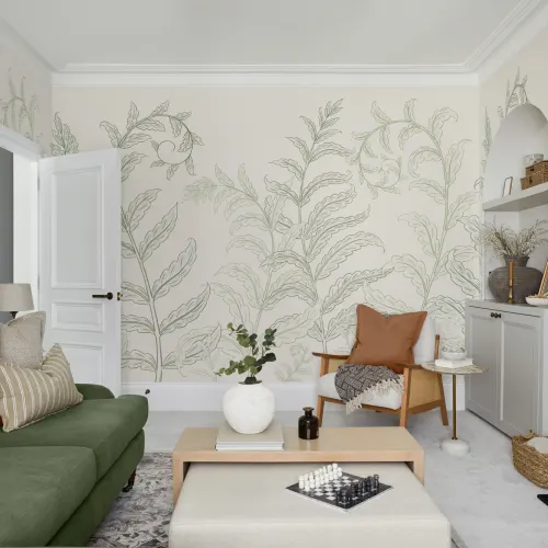 Grønt botanisk fototapet med bregner