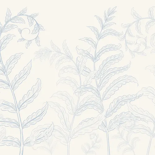 Carta da parati con felci botaniche blu