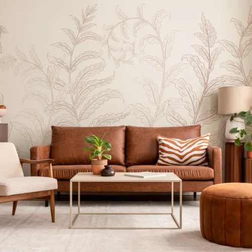 Terracotta Botanical Ferns Mural