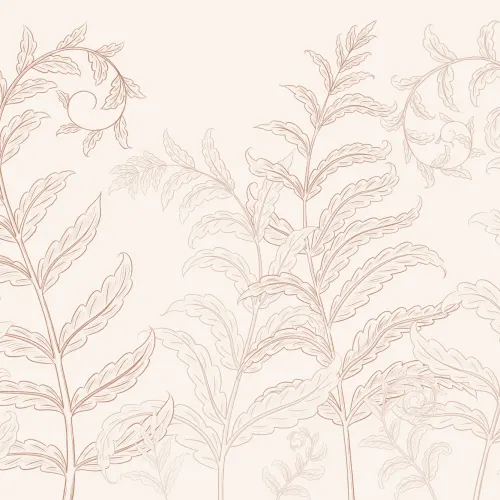 Terracotta Botanical Ferns Mural