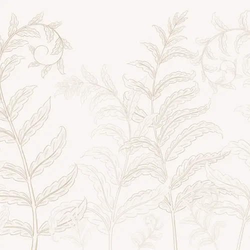 Mural de helechos botánicos beige