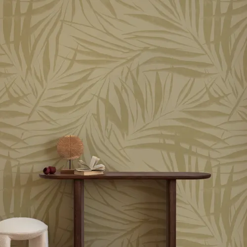 Sombra Green Subtle Palm Leaf Wall Mural with Tropical Texture